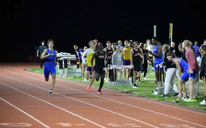 Luke Morey/The Clayton Tribune. Rabun County junior Willie Goodwyn anchored the 4X400 relay team that won the region championship for the Wildcats. Goodwyn was joined by juniors Hayden Deslich, Paul Picciotti and Hayden Smith, who finished the race in 3:34.40.