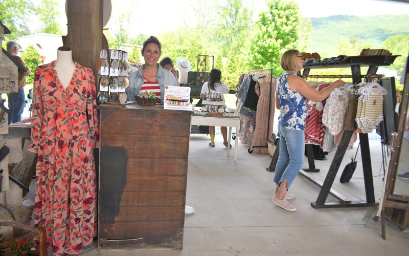 Megan Broome/The Clayton Tribune.Tara Turner with Reclamation-Boutique offered boutique clothing for every woman as well as children’s clothing and accessories and other creations last weekend at the Of These Mountains Spring MarketPlace.