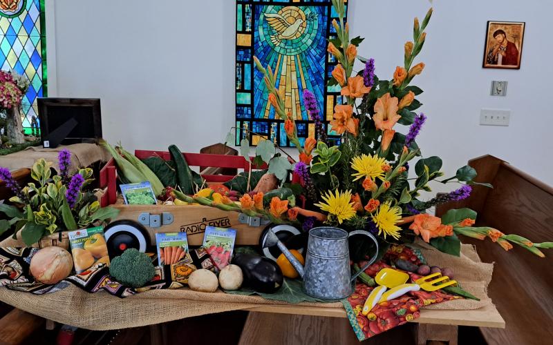 Megan Broome/The Clayton Tribune. A colorful harvest was displayed at St. James Episcopal Church last Friday and Saturday. 