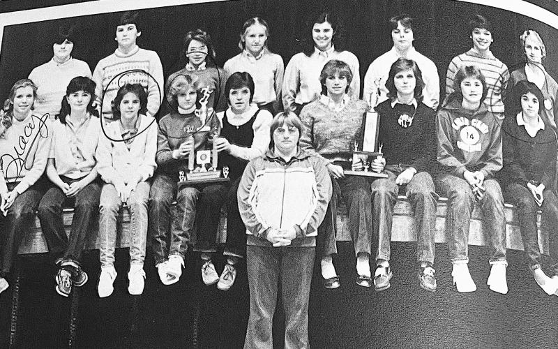 The entire team membership of the 1982 cross country team included Tracy Watts, Kelly Shropshire, Gigi Beck, Tara Dixon, Suzanne Beck, Caroline West, Von Taylor, Perri McCraw, Chrystal King, Kim Whitaker, Tracy Gragg, Ann Reeves, Robin Sprague, Cindy Keener, Valarie Florence and coach Gail Crowe. Submitted.