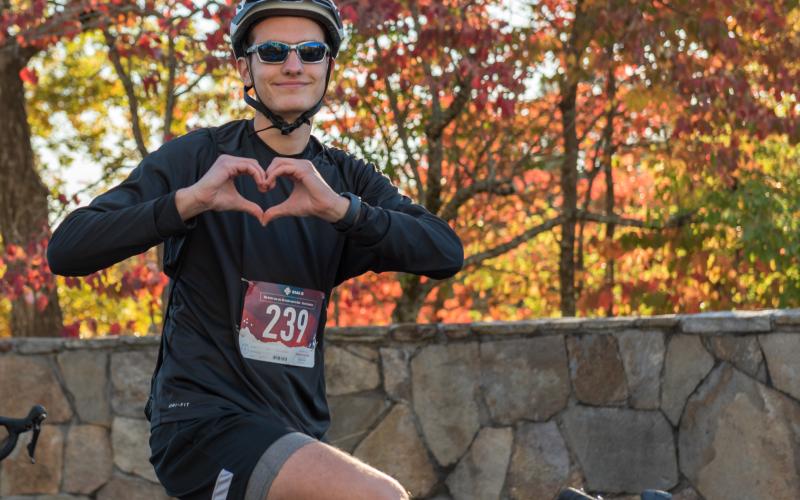 Submitted photo. Alum Simeon Conjagic of Serbia shares his excitement about the ride during the 2022 Twin Rivers Challenge. Conjagic completed the 25-mile route. Registration is ongoing for this year’s Oct. 28 event. 