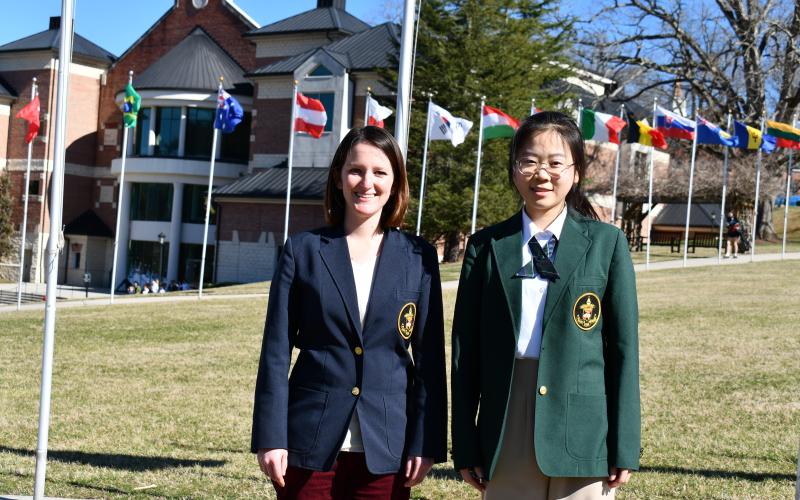 Megan Horn/The Clayton Tribune. Yumeng “Mandy” He, right, is the Rabun Gap-Nacoochee School STAR Student with an SAT score of 1580 who named Upper School Science Teacher Nicole Ager as her STAR Teacher.  
