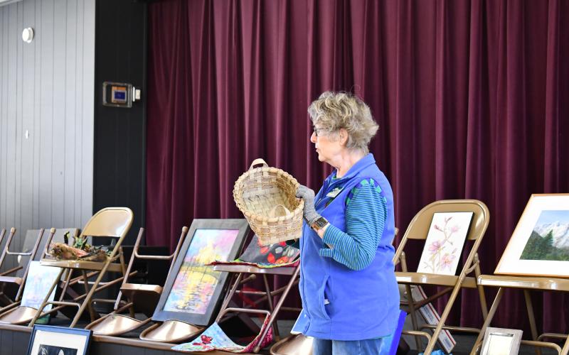 Megan Horn/The Clayton Tribune. Randy Sells is a basket weaver and displayed her hand-woven and hand-dyed creations inspired by the 1961 film “Splendor in the Grass.” 