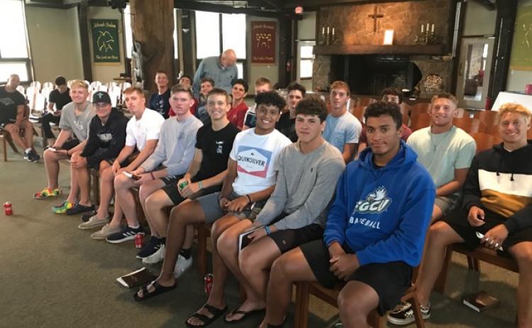Florida high school baseball players and Fellowship of Christian Athletes members visit Sky Valley's Community Bible Church last week. (Submitted Photo)