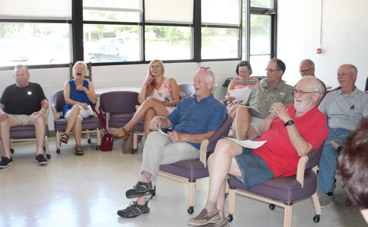 Megan Broome/The Clayton Tribune. A crowd of people from the community gathers at an informational forum for aspiring candidates and listens to potential candidates running for city council seats in Clayton and Dillard on August 16 in Clayton.