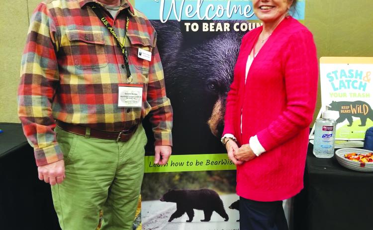 Submitted. Appalachia Georgia Friends of the Bears’ Founder & CEO Gerald Hodge stands with BearWise® Director, Living with Bears Handbook author, workshop Organizing Committee Co-Chair & Program Director Linda Masterson at Lake Tahoe, Nev.  