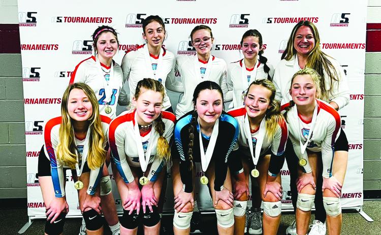 Submitted photo. The 14u team for RIPS Volleyball Club, a new volleyball club in Clayton, took first place in the gold division at the Peachstate Tour Stop.