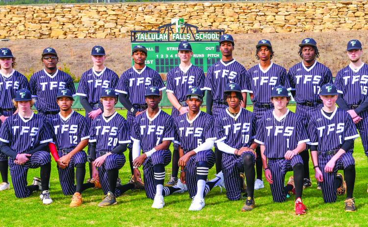 Submitted photo. Members of Tallulah Falls’ varsity baseball team for 2023 are (front row, from left) Chase Pollock, BJ Carver, Wyatt Dorsey, Ashton Roache, Danny Grant, Rohajae Pinder, Dylan Brooks, Andrew Svarka. Back row are (from left) Jackson Carlan, Davante Brown, Tyler Farmer, Frankey Moree, Cole Bonitatibus, Justin Smith, Caden Walker, Zaiden Cox, Hutson Eller. The head coach is Justin Pollock who is asssisted by Kyle Dampier, Daniel Fowler and Nathan Stanley.
