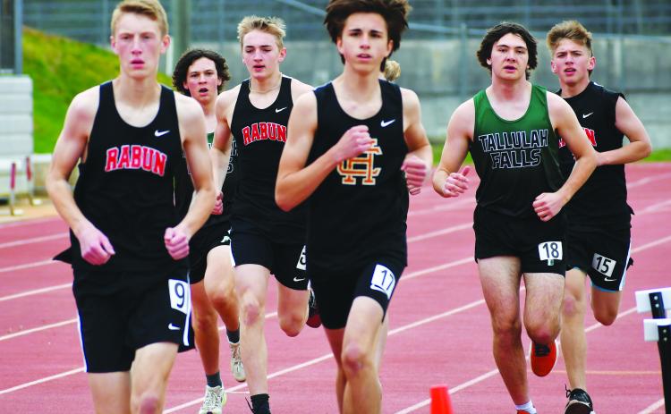 Luke Morey/The Clayton Tribune. RCHS sophomore G.B. Anderson took second place in the 3200-meter run at a meet with Commerce and Oglethorpe County on Thursday, March 30.