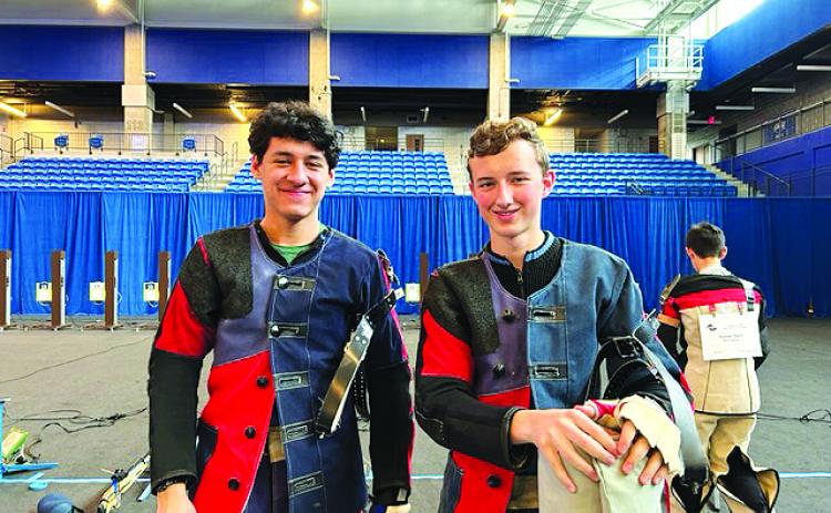 TFS Athletics. Juniors Marc Crotta (left) and Joseph McGahee were two of the top three finishers for Tallulah Falls at the precision rifle state championships.