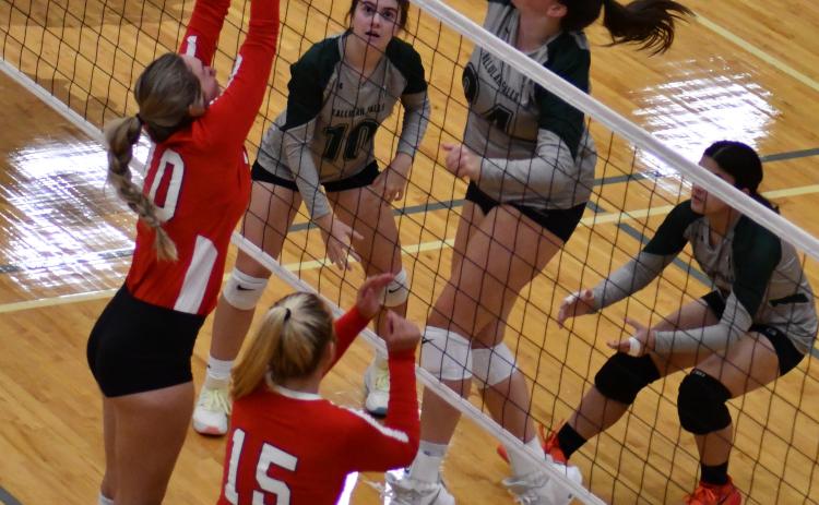 Enoch Autry/The Clayton Tribune. Tallulah Falls and Rabun County battled in volleyball Tuesday evening in Tiger in region action as TFS took a straight sets victory.