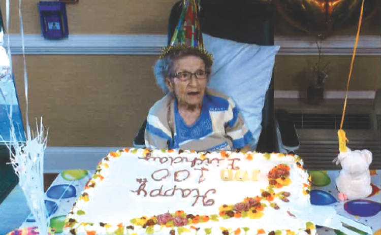 Photo submitted. Lifetime Rabun Countian Vernice Lovell recently turned 100 years old and celebrated with a party surrounded by friends and family. She was born on Oct. 22, 1923, in Rabun County. 