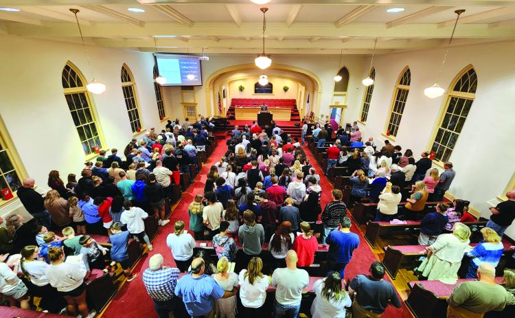 Submitted photo. The Head of Tennessee Baptist Church in Dillard is filled for its revival that began initially in late October and has continued until mid-December as more than 133 have accepted Jesus and been saved.