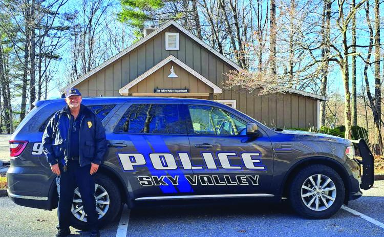 Megan Horn/The Clayton Tribune. Sky Valley Police Chief Vaughn Estes looks forward to the upcoming year serving citizens and outlining future goals for safety and excellence as a department. January makes seven years Estes has been with the City of Sky Valley. Estes was reinstated as chief on Nov. 21.