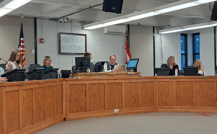 Megan Horn/The Clayton Tribune. The City of Clayton held is first council meeting of 2024 Tuesday with new council members Tony Allen, Stacy Fountain, and Sarah Gillespie. 