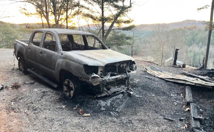 Photo submitted by Melissa and David Kidd. Rabun County Fire Services responded to a structure fire and vehicle on fire in Lakemont on Dec. 18, 2023. The fire is under investigation.