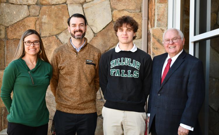Julianne Akers/The Northeast Georgian. Shown (from left) are Tallulah Falls Upper School Academic Dean Kimberly Popham, STAR Teacher Jeremy Stille, STAR Student Jake Wehrstein, and Head of School and President Dr. Larry Peevy.