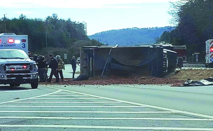Photo from Rabun County Sheriff's Office. A crash involving a 2016 Nissan Versa and 2016 Western Star dump truck on Tuesday resulted in serious injuries and a road closure for hours as first responders worked the scene. 